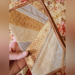 Fossil Patchwork Leather/Suede Clutch Size Wallet